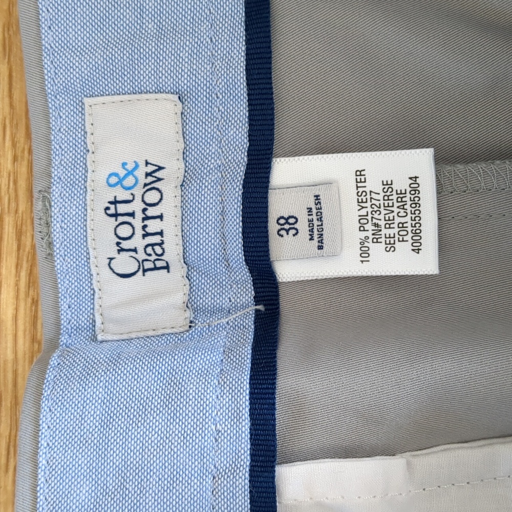 Mens Flat Front Shorts by Croft & Barrow, Light Gray, Size 38, NEW, nwt - Picture 3 of 7